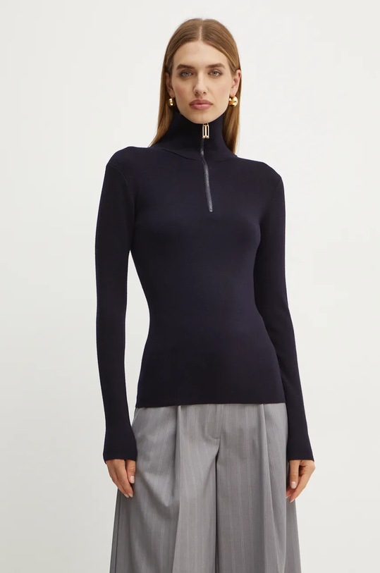 Victoria Beckham pulover de lana subtiri bleumarin 1424KTP005849A