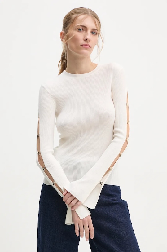 FROM FUTURE sweter wełniany okrągły beżowy WTO02295