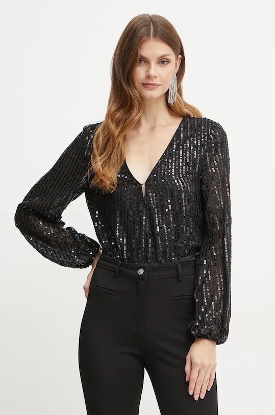 Bardot body SEQUIN applique nero 58945TB3