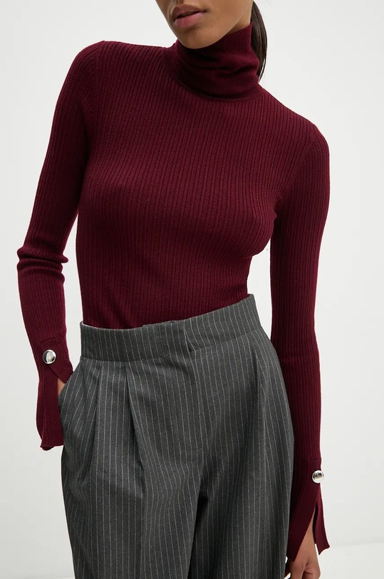Vlněný svetr A.L.C. Jett rolák burgundské 7SWTP00609