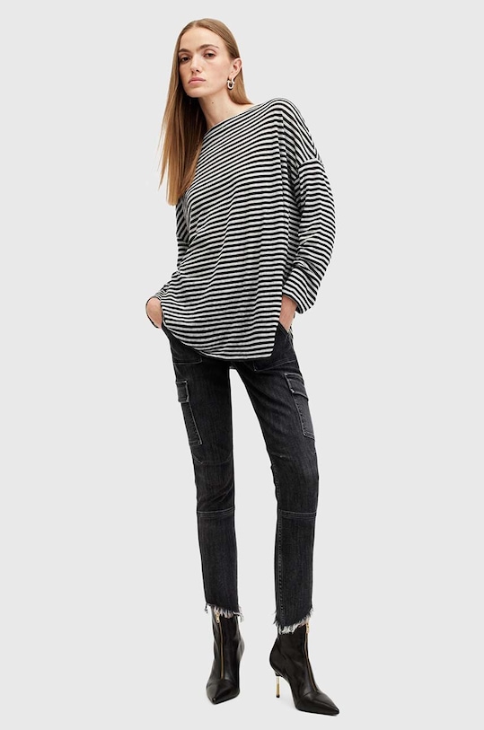 AllSaints bluzka RITA STRIPE TEE szary W003JY