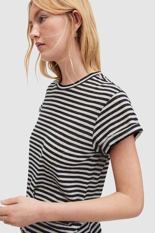Odzież AllSaints t-shirt ANNA STRIPE TEE WM228Z biały