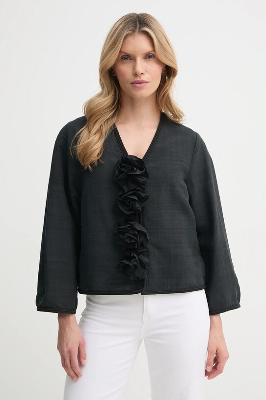 Hedvábné tričko By Malene Birger MINEAS hladký černá 102436