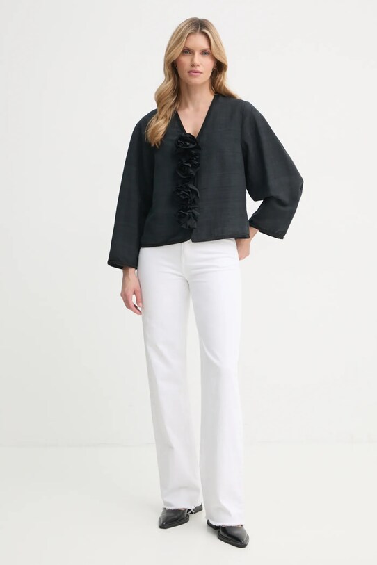 Hedvábné tričko By Malene Birger MINEAS 102436 černá SS25