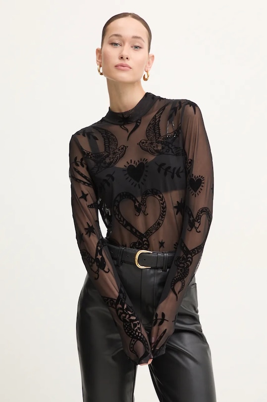 Body Never Fully Dressed Swallow Romance Bodysuit slim černá NFDTO1385