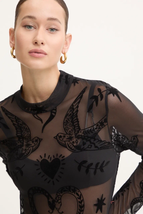 Body Never Fully Dressed Swallow Romance Bodysuit NFDTO1385 černá