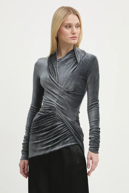 Velur bluza Rick Owens Lilies bez uzorka siva LI02D5203VST