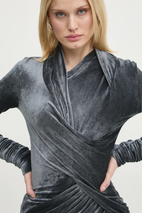 Βελούδινη μπλούζα Rick Owens Lilies γκρί LI02D5203VST