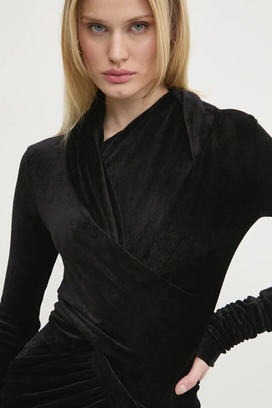 Rick Owens Lilies velour blouse black LI02D5203VST