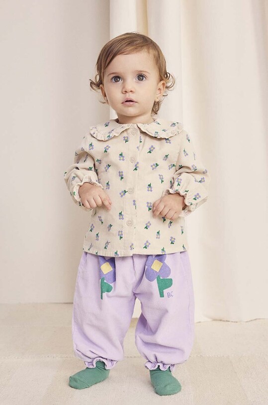 Βαμβακερή μπλούζα μωρού Bobo Choses Pansy Flower casual μπεζ 224AB026