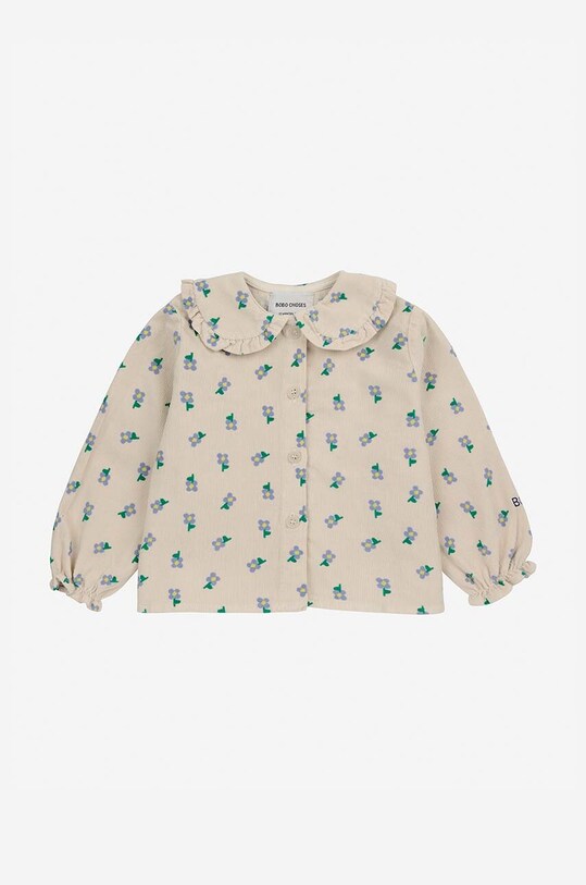Βαμβακερή μπλούζα μωρού Bobo Choses Pansy Flower 224AB026 μπεζ AW24