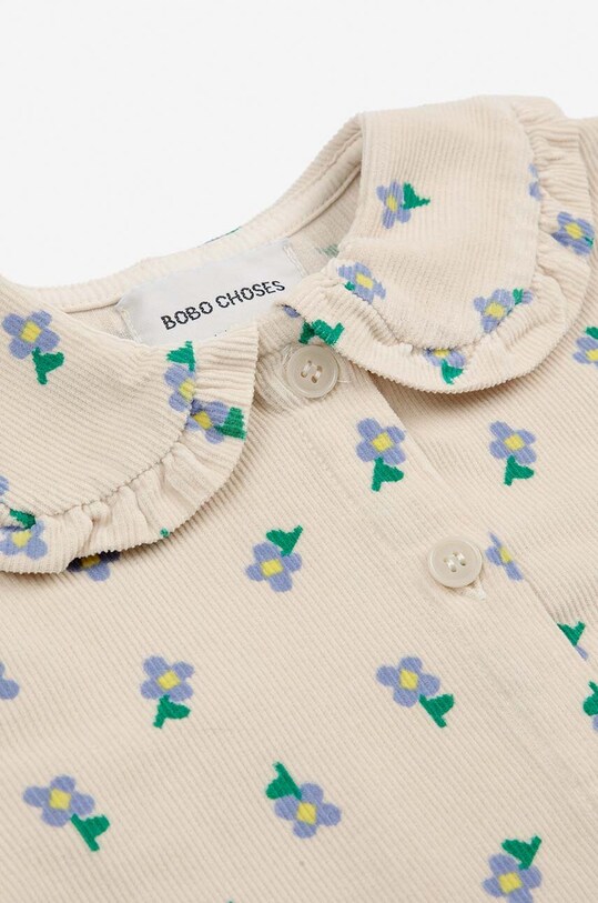 Βαμβακερή μπλούζα μωρού Bobo Choses Pansy Flower 224AB026 μπεζ
