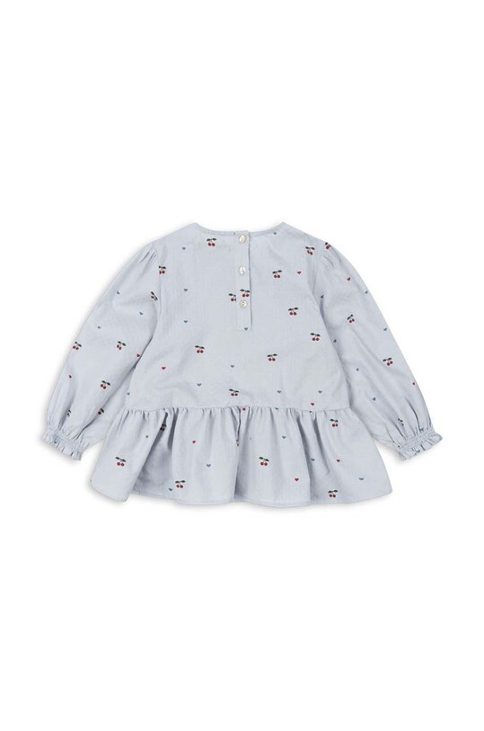 Dziewczynka Konges Sløjd bluzka bawełniana dziecięca EVIA BLOUSE GOTS KS101395 niebieski
