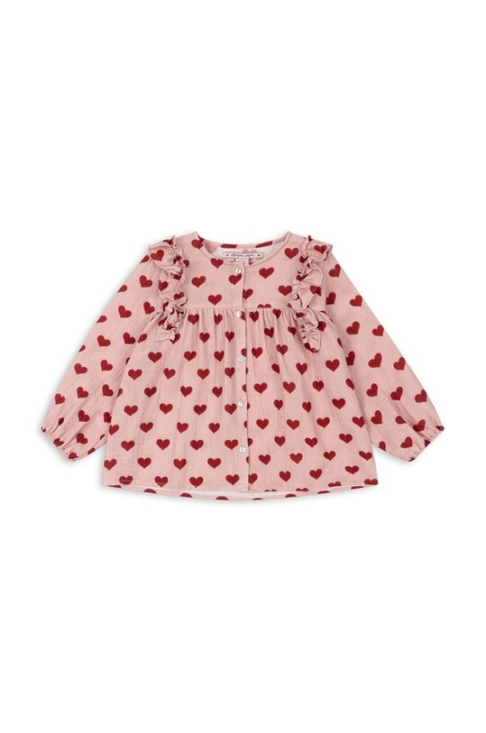 Дитяча бавовняна блузка Konges Sløjd COCO FRILL SHIRT GOTS KS101462 рожевий AW24