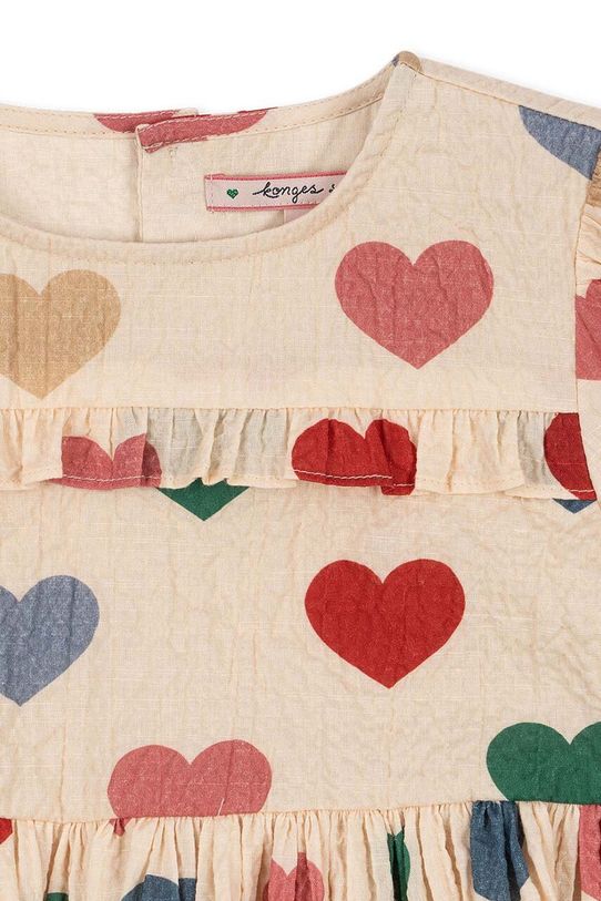 Djevojčice Dječja pamučna bluza Konges Sløjd ELIN BLOUSE GOTS KS101495 bež