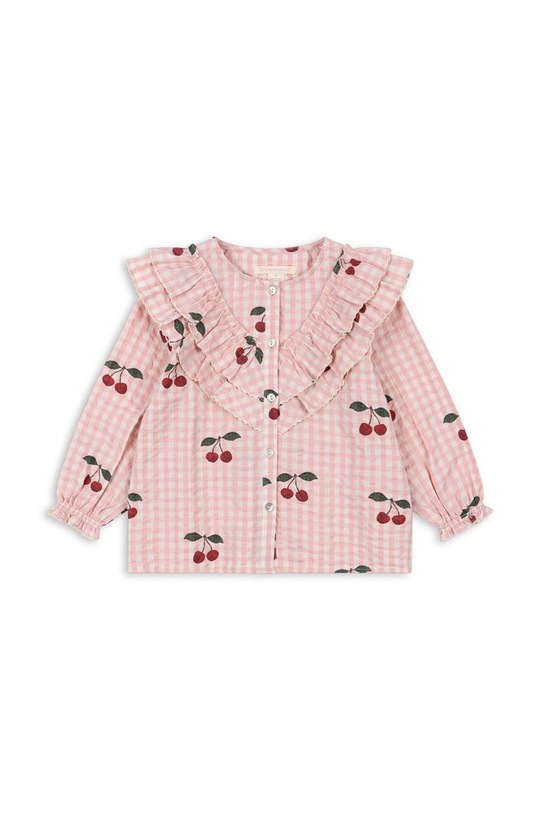 Konges Sløjd bluza de bumbac pentru copii KIM FRILL BLOUSE GOTS cu modele roz KS101546