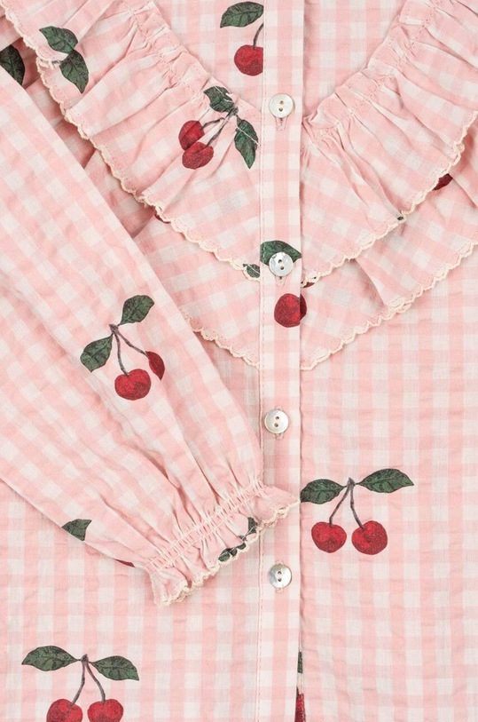 Konges Sløjd bluza de bumbac pentru copii KIM FRILL BLOUSE GOTS roz KS101546