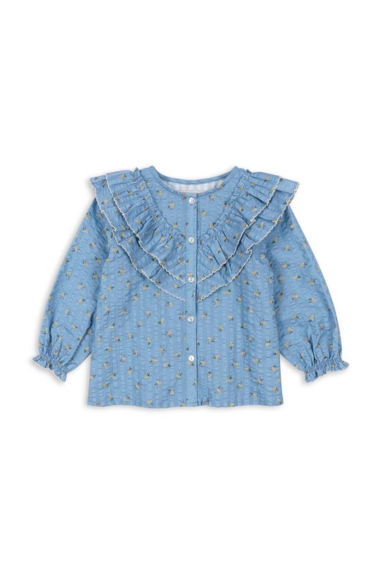 Παιδική βαμβακερή μπλούζα Konges Sløjd KIM FRILL BLOUSE GOTS KS101546 μπλε AW24