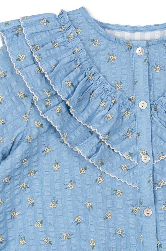 Παιδική βαμβακερή μπλούζα Konges Sløjd KIM FRILL BLOUSE GOTS μπλε KS101546