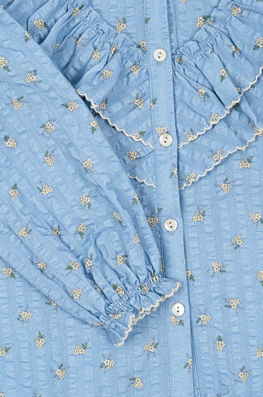 Παιδική βαμβακερή μπλούζα Konges Sløjd KIM FRILL BLOUSE GOTS KS101546 μπλε