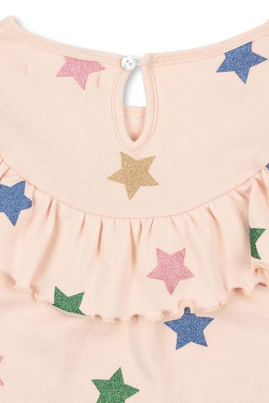 Dziewczynka Konges Sløjd bluzka bawełniana dziecięca MALLI GLITTER BLOUSE GOTS KS101593 beżowy