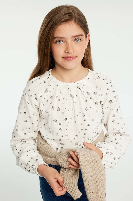 Детская хлопковая блузка Mayoral узор бежевый 7191.8D.Junior.9BYH