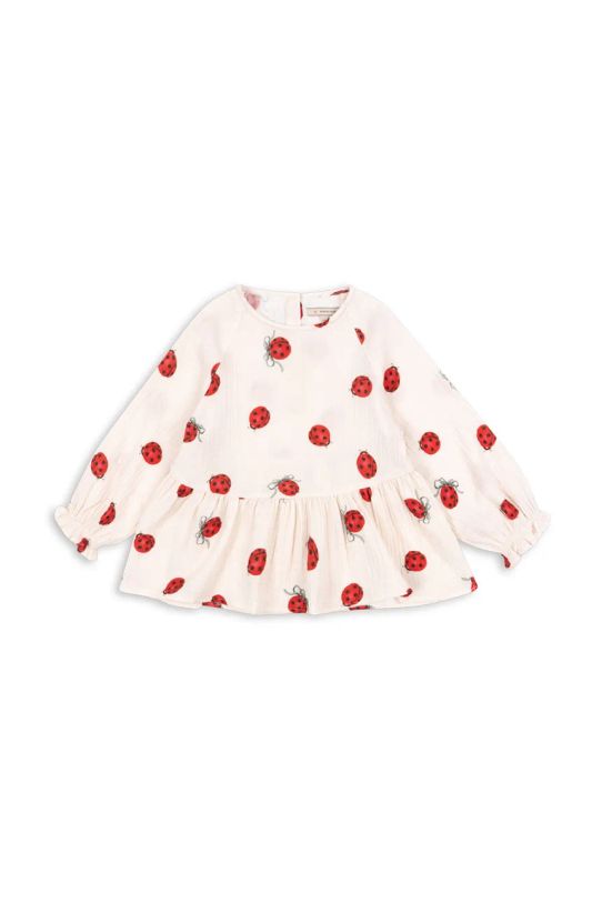 Детская хлопковая блузка Konges Sløjd COCO LADYBUG BLOUSE GOTS KS102212 бежевый AW24