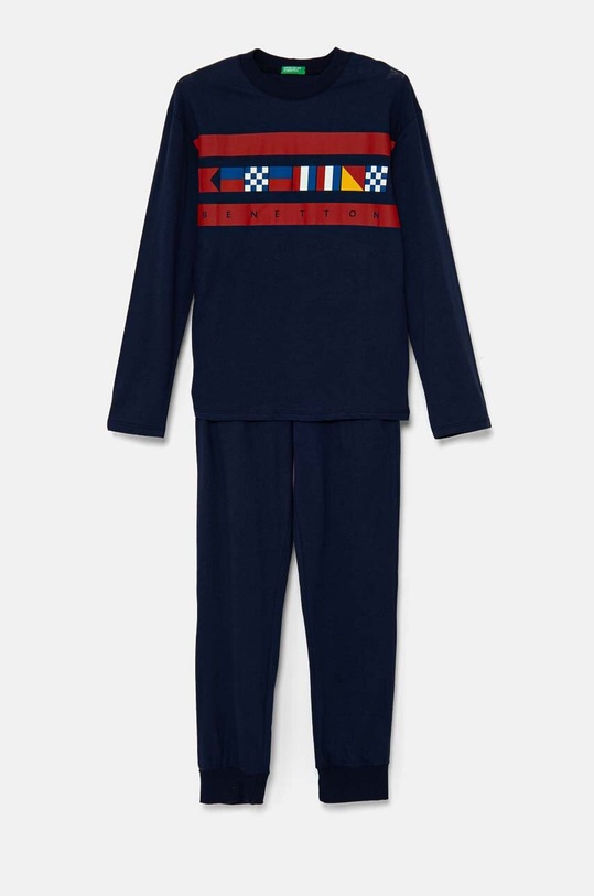 United Colors of Benetton piżama bawełniana dziecięca komplet granatowy 3VD00P07A.G.Seasonal