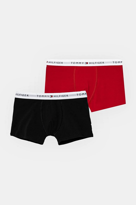 Dětské boxerky Tommy Hilfiger 2-pack hladký červená UB0UB00548.9BYH