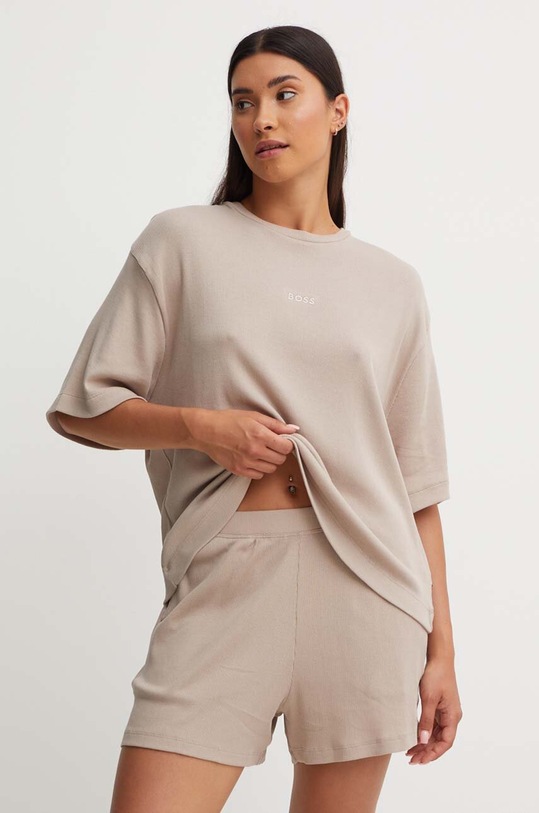 Bavlněné pyžamo BOSS sada béžová 50520249