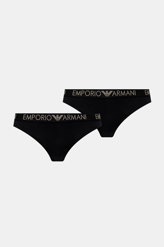 Στρινγκ Emporio Armani Underwear 2-pack πλεκτό ύφασμα μαύρο 163333.4F235