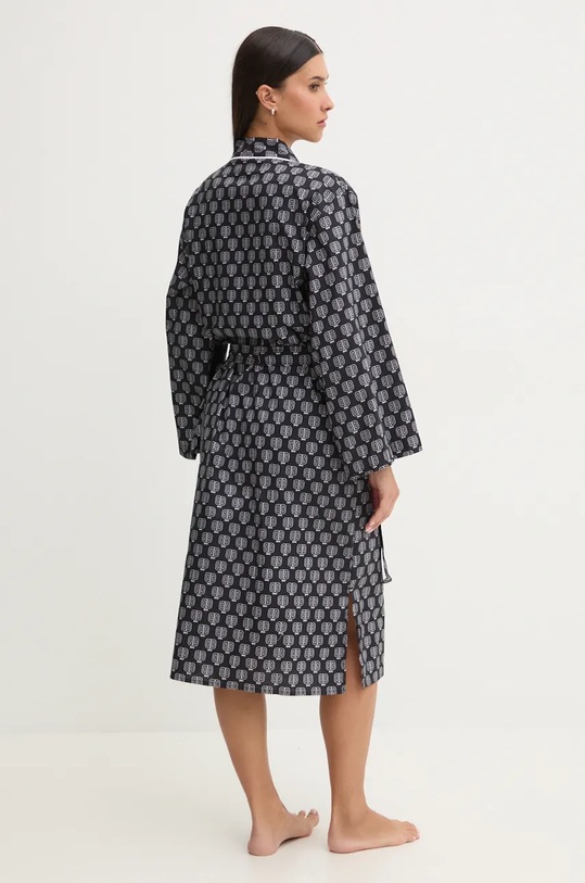Dkny szlafrok bawełniany YI10024 czarny AW24
