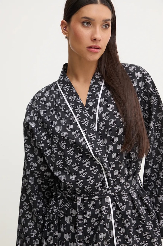 Dkny szlafrok bawełniany czarny YI10024