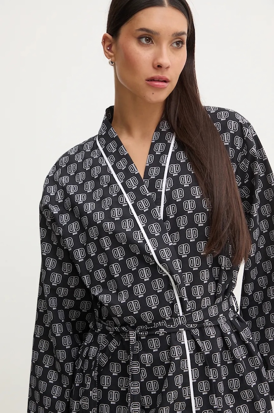Dkny szlafrok bawełniany czarny YI10024