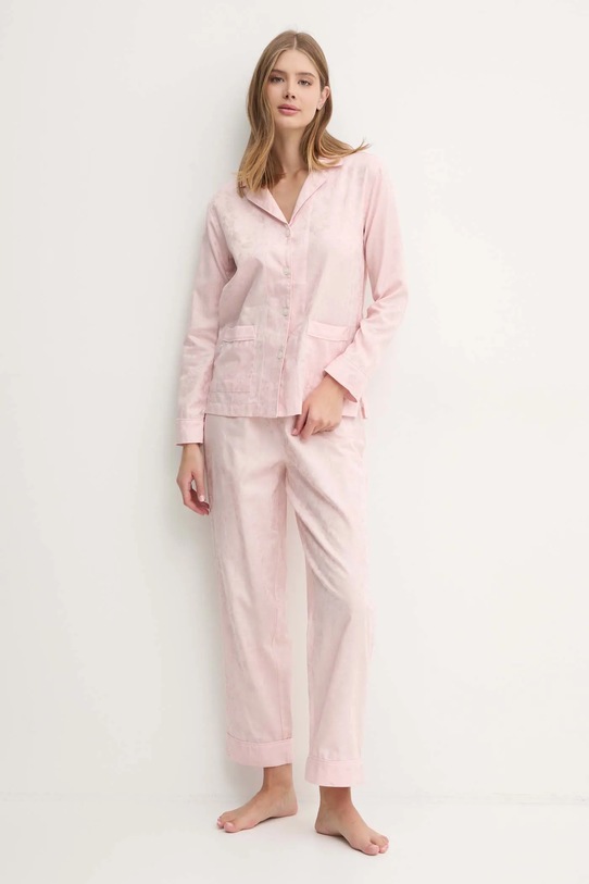 Bavlněné pyžamo Lauren Ralph Lauren sada růžová ILN92366