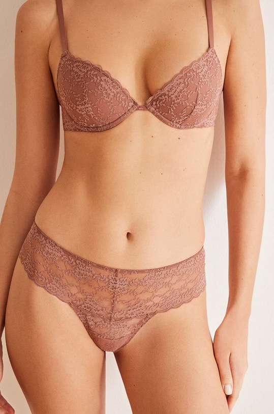 Brazilian στρινγκ women'secret INVISIBLE HELANKAS δαντέλα καφέ 4987312