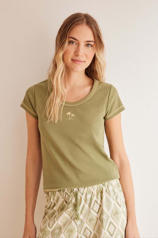 women'secret piżama bawełniana WEEKLY SUMMER 3597397 zielony AW24