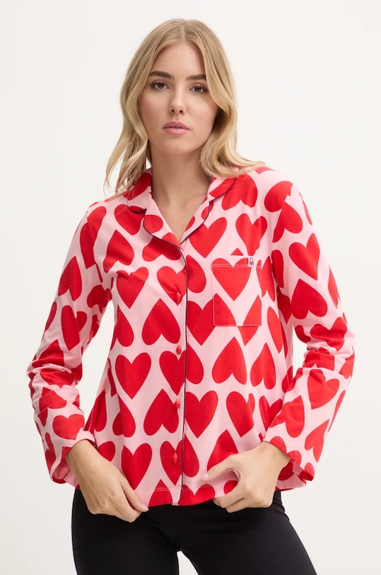 United Colors of Benetton cămașă de pijama din bumbac munte roz 3MR73M05V