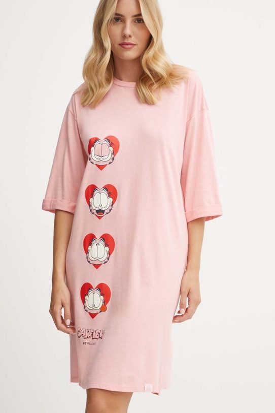 Noční košilka United Colors of Benetton x GARFIELD pletenina růžová 3Y5E3C01B