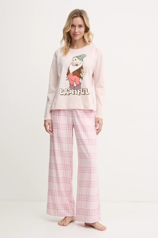 Βαμβακερή μπλούζα πιτζάμας με μακριά μανίκια United Colors of Benetton x DISNEY 34NB3M07I ροζ NC24