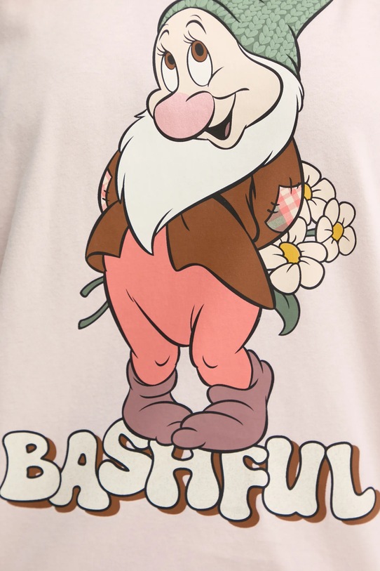 Βαμβακερή μπλούζα πιτζάμας με μακριά μανίκια United Colors of Benetton x DISNEY 34NB3M07I ροζ