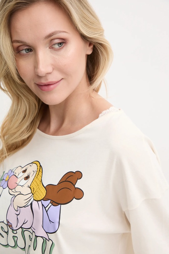 United Colors of Benetton piżama bawełniana x DISNEY 3VD03P03E beżowy