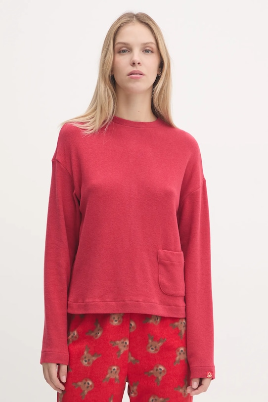 Пижамный лонгслив United Colors of Benetton трикотаж красный 3Q413M06F