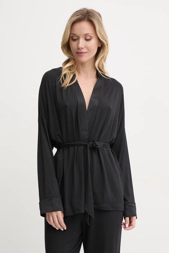 United Colors of Benetton szlafrok dzianina czarny 3ZEW3M06Q