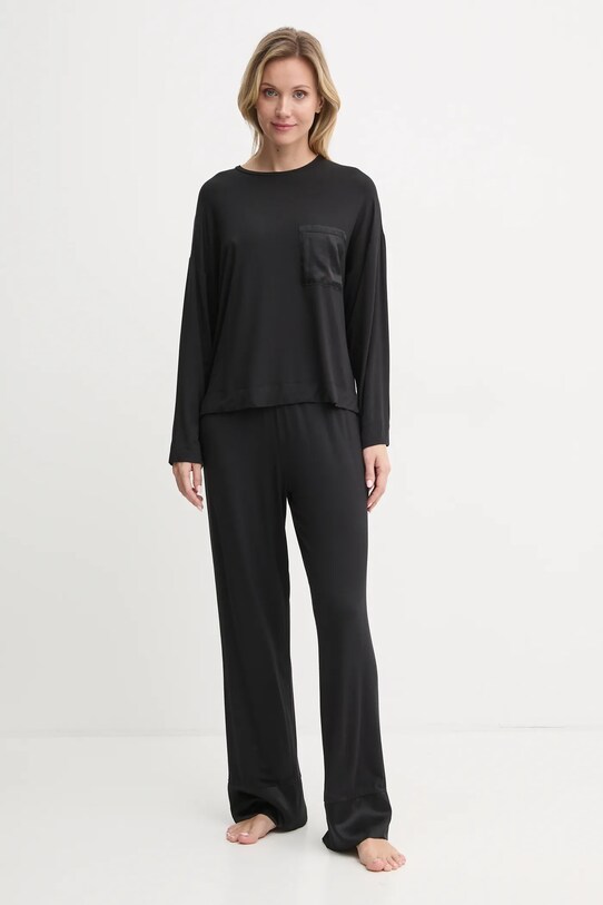Μακρυμάνικη μπλούζα πιτζάμας United Colors of Benetton 3ZEW3M06P μαύρο AW24