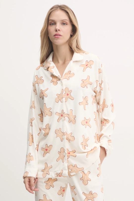 Пижамная рубашка United Colors of Benetton трикотаж бежевый 34WW3M06M