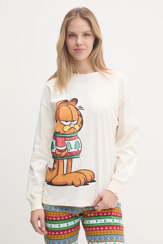 Pamučna pidžama United Colors of Benetton x GARFIELD 37MW3P03I bež NC24