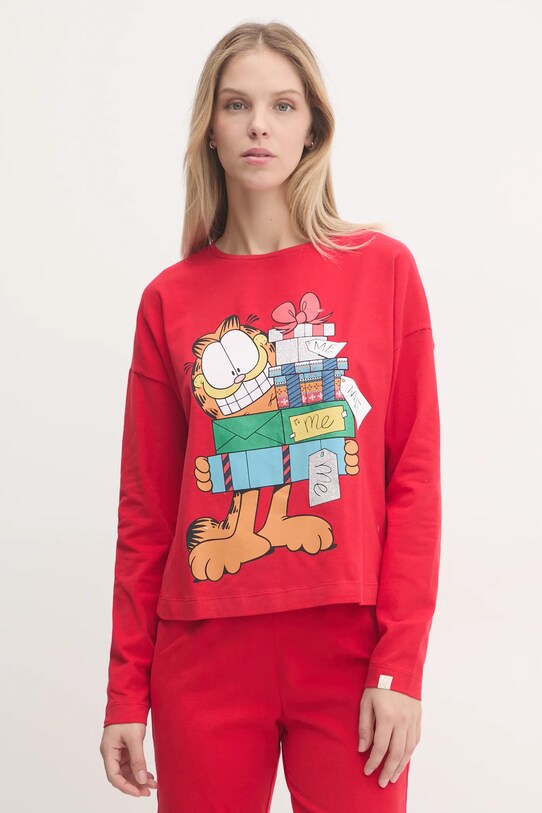 Піжамний лонгслів United Colors of Benetton x GARFIELD трикотаж червоний 3DKE3M06L