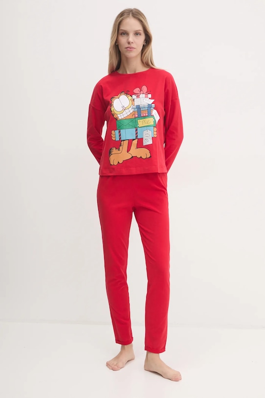 Majica dugih rukava za spavanje United Colors of Benetton x GARFIELD 3DKE3M06L crvena AW24