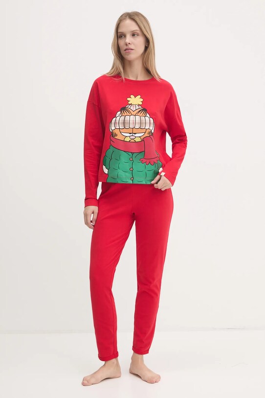 United Colors of Benetton longsleeve de pijama x GARFIELD 3DKE3M06L rosu AW24
